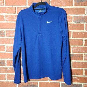 Blue Nike Dri-FIT Polo Zip Shirt – Swoosh on Chest